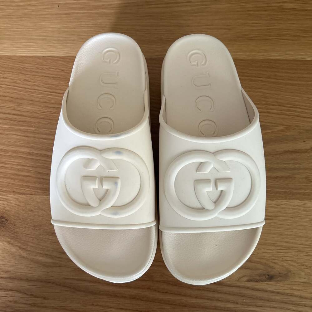 Gucci Cream Slide Sandals